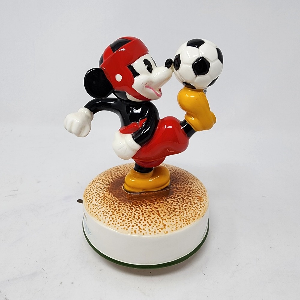 Schmid Disney Mickey Mouse Soccer Music Box Tip Toe‎ Through The Tulips Rare VTG